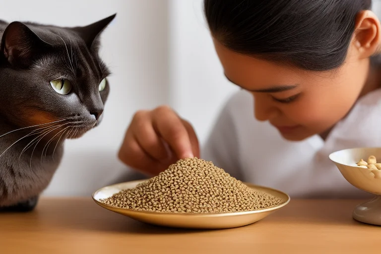 为英国短毛猫精确称量猫粮，是控制体重的关键步骤