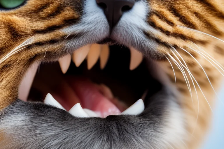 猫咪牙龈红肿发炎并伴有牙结石堆积，这是典型的牙周病早期迹象