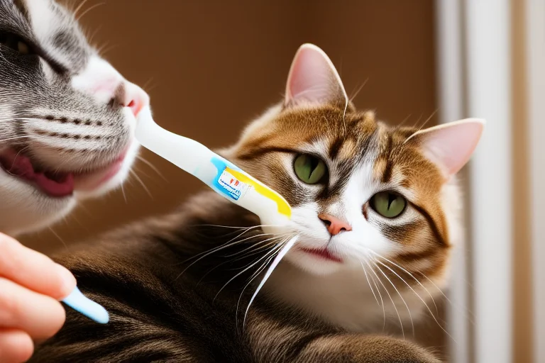 分步演示如何温和地为猫咪刷牙，注意角度和手法