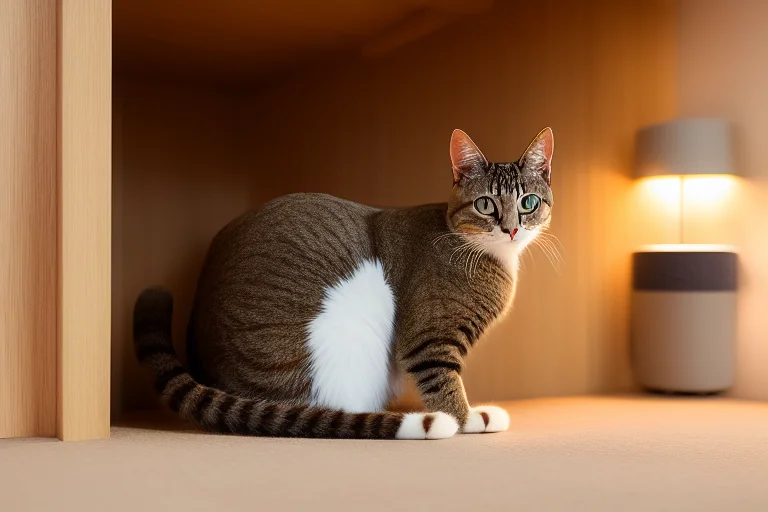 为猫咪准备的初始安全屋，要素齐全且分开摆放