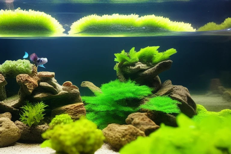 成功稳定的水族箱（左）与因“新缸综合征”失败的水族箱（右）对比示意图