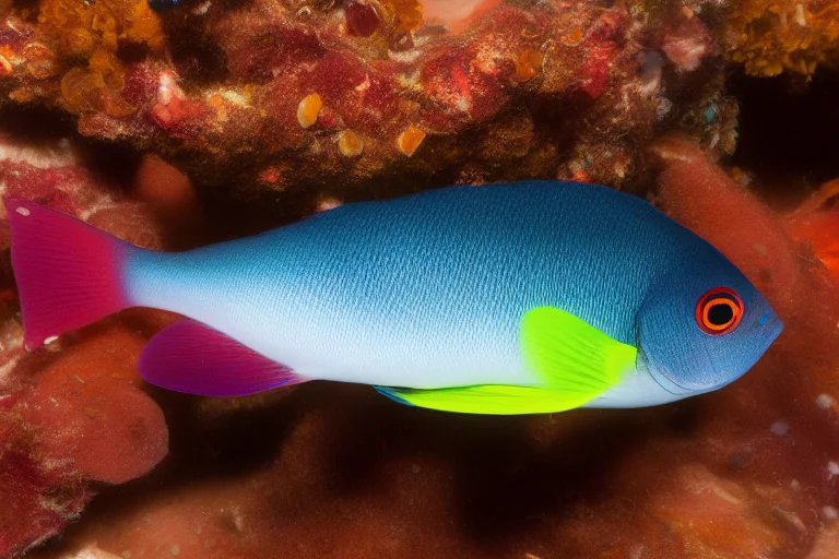 健康灯鱼（左）与状态不佳的鱼（缩鳍、体色暗淡）对比图