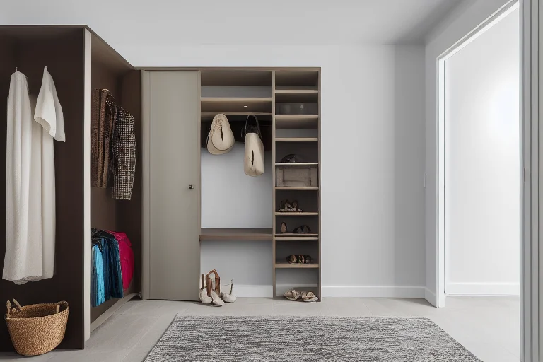 一个设计良好的“不复乱”玄关系统示例：分区明确、标签清晰、动线流畅。