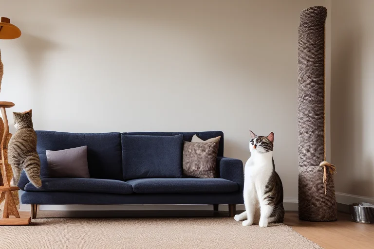 将稳固的猫爬架放置在沙发旁边，直接提供替代选择