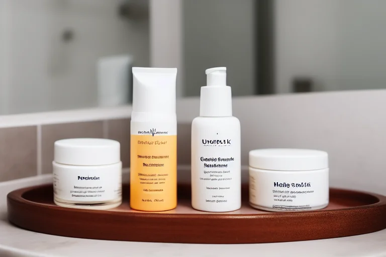 精简护肤流程示例：温和洁面、简约保湿霜和一支物理防晒霜，整齐摆放。