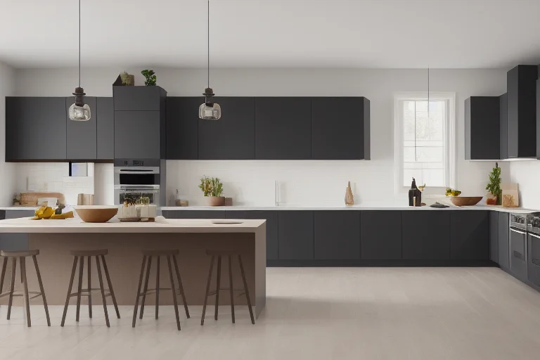 L型厨房高效动线示意图，清晰展示从取物到清洗、备餐、烹饪的流畅路径。