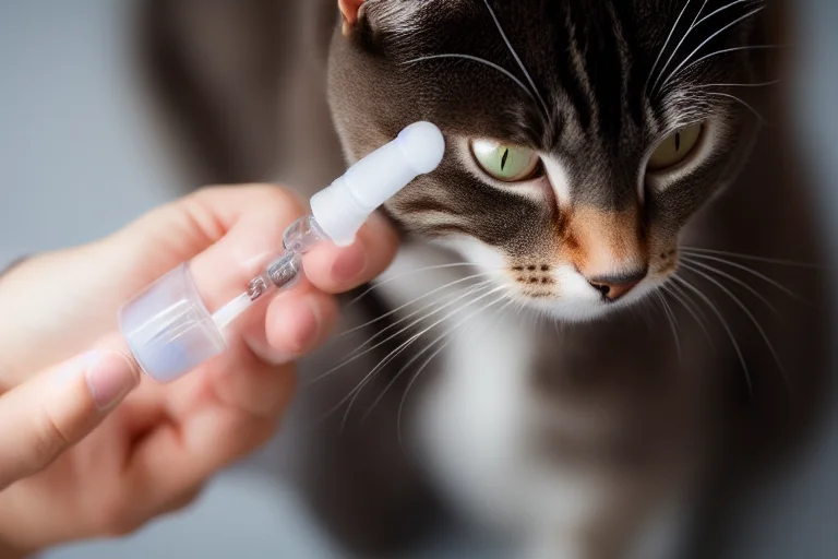 使用注射器为脱水猫咪缓慢喂水