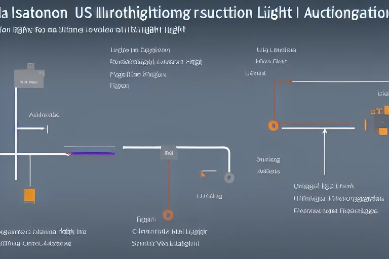 智能照明自动化逻辑流程图示例，展示了从触发到执行的条件判断过程