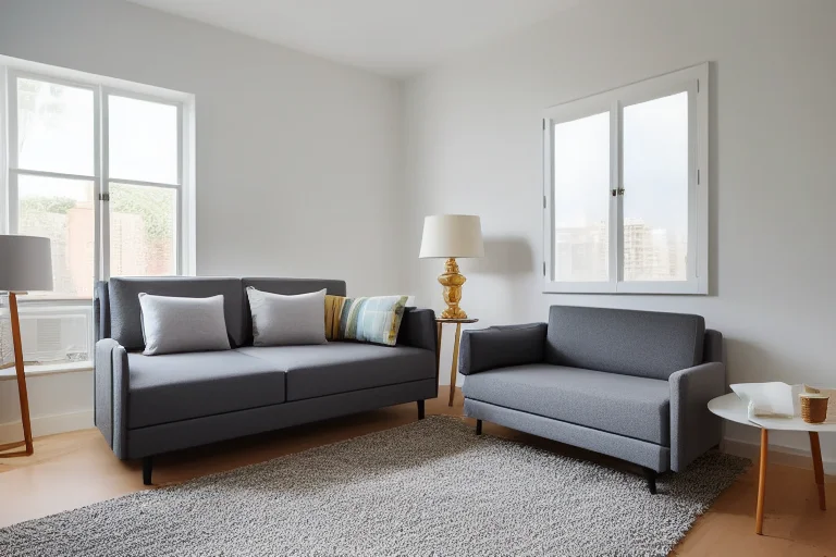 小公寓中的现代沙发床：展示从舒适沙发到临时客卧的空间转换