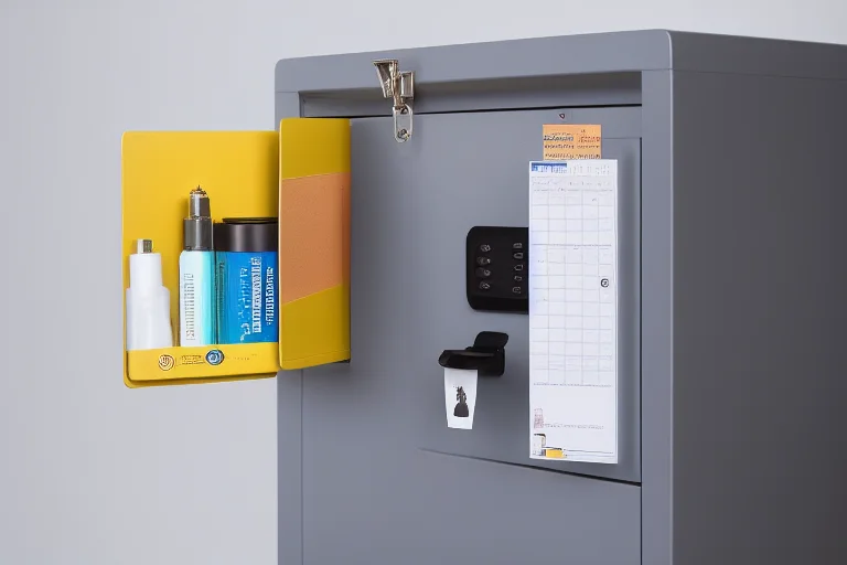 配备彩色悬挂文件夹、标签机和防火保险箱的居家文件系统