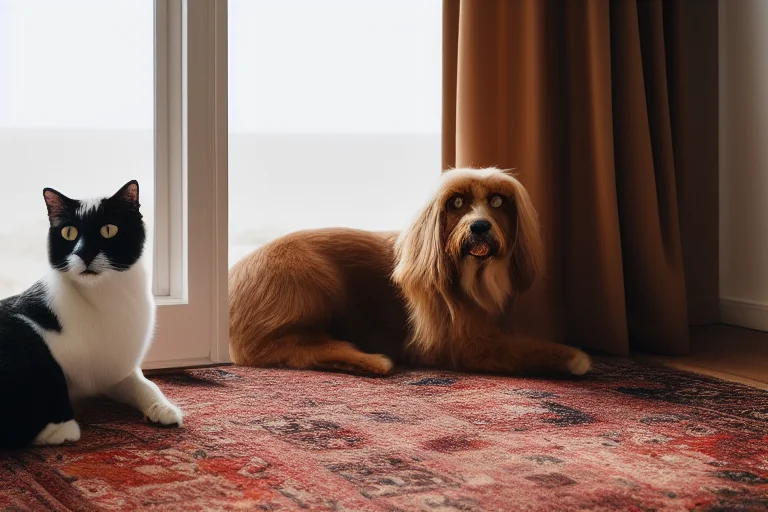 猫狗在同一个空间内平静共处，各得其乐的理想状态